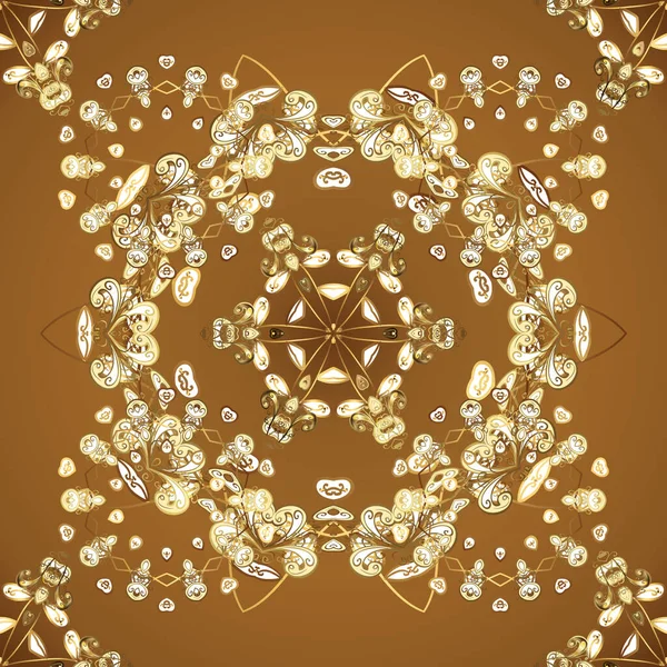 Goldenes Element Auf Braunen Und Weißen Farben Orientalisches Stilelement Goldener — Stockvektor