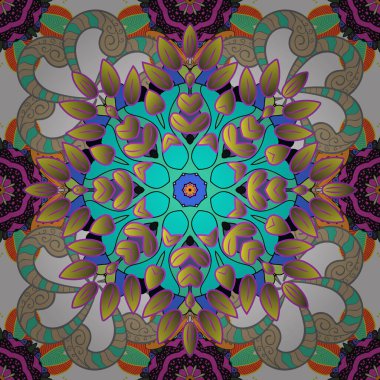 Çiçekli, suluboya desenli kusursuz çiçek deseni. Süslü kumaş deseni. Vektör deseni.