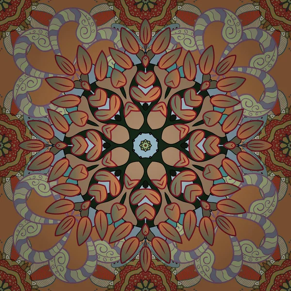 Квіти Помаранчевих Нейтральних Бежевих Кольорів Векторний Квітковий Візерунок Каракулі Квітами — стоковий вектор