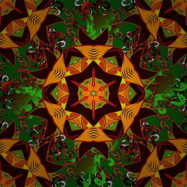 Vektor Abstrakt Stiliserade Färgade Mandala Intrikatera Färgade Arabiska Med Grön — Stock vektor