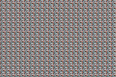 Raster illüstrasyonu. Paket kağıdı. Beyaz, mavi ve siyah üzerine kusursuz bir doğum günü şablonu. Kek, şapka, koni.