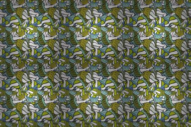 Tatlı tatlılar ile kusursuz desen. Paket kağıdı. Siyah, yeşil ve beyaz. Krema. Raster illüstrasyonu. Sonsuz desen, siyah, yeşil ve beyaz arkaplan.