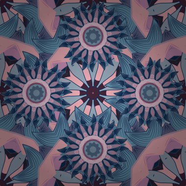 Düz Çiçek Elementleri Tasarımı. Güzel kumaş deseni. Yazdır. Renkli Yaz Temalı Kusursuz Arkaplan. Vektör çiçekli arka plan. Sevimli, pürüzsüz desen.