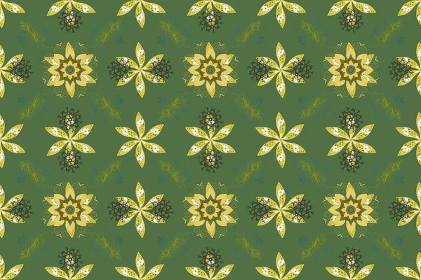 Απρόσκοπτη Μοτίβο Φόντου Λουλούδια Κίτρινο Πράσινο Και Ουδέτερο Ρέιστερ Υδατογραφία — Φωτογραφία Αρχείου