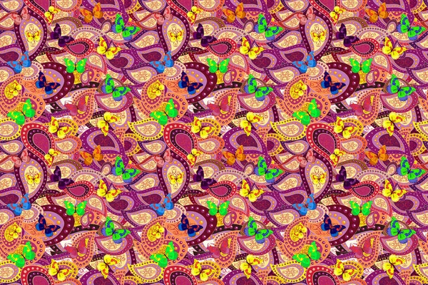 Imagem Roxo Violeta Cores Amarelas Design Tecido Moda Ilustração Mais — Fotografia de Stock