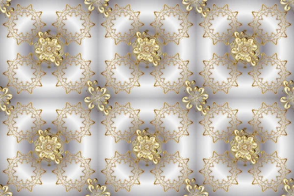 그래픽 패턴이죠 페이퍼 바로크 다마스크 꽃무늬 바다없는 래스터 회색을 황금색 — 스톡 사진