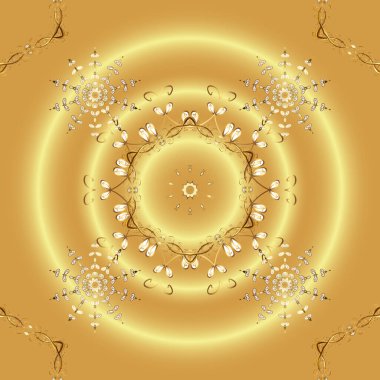 Klasik vektör altın desen. Klasik klasik klasik arka plan. Geleneksel oryantasyon süsü. Altından elementlerle bej ve sarı renklerde altın desen.