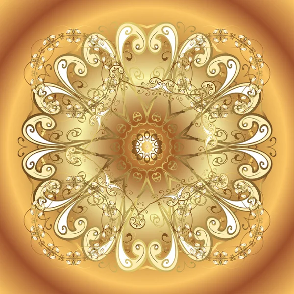 Traditioneel Oriënterend Ornament Naadloze Klassieke Vector Beige Geel Gouden Patroon — Stockvector