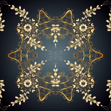 Klasik klasik klasik arka plan. Mavi ve gri renklerde altın elementlerle kusursuz desen. Geleneksel oryantasyon süsü. Klasik, altın, pürüzsüz model..