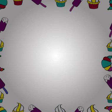 Vektör çizimi. Beyaz, siyah ve mor renkli bir resim. Kare kareler karalamalar. Kusursuz desen.