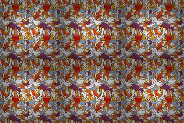 Doğum günü kartı, çocuk menüsü, ambalaj, tekstil, kumaş, duvar kağıdı için kullanılabilir. Raster tasarımı. Turuncu, siyah ve beyaz renklerde izole edilmiş. Şekerli kusursuz desen - dondurma, kekler.