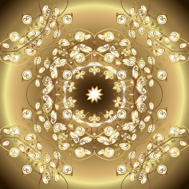 Kusursuz klasik altın desen. Kahverengi ve bej renklerde altın desenli altın elementler. Vektör geleneksel yönelim süsü.