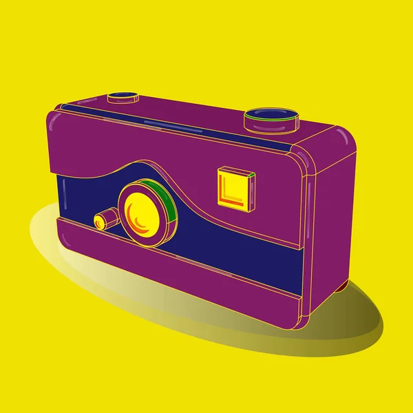 Ilustrações Vetoriais Ícones Retro Para Câmera Ilustração Roxo Azul Amarelo — Vetor de Stock