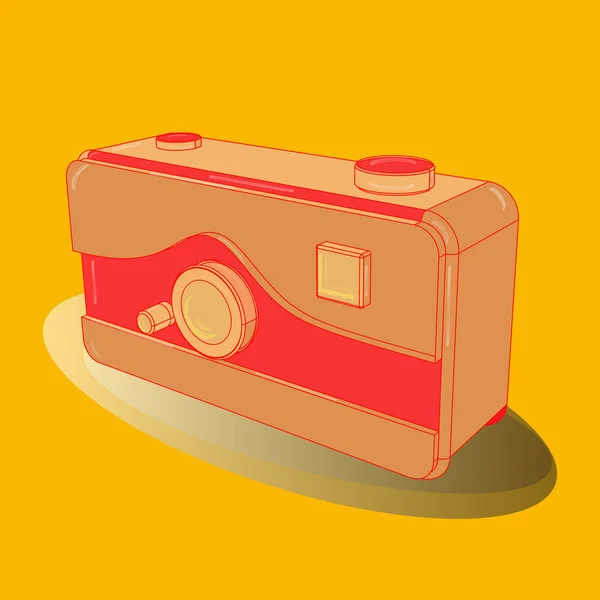 Axonometry Vector Retro Camera Style Colored Background Old Camera — Stock Vector