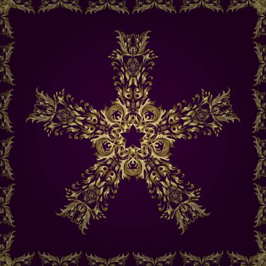 Soyut taslak, ambalaj dekorasyonu. Altın kar taneleri basit, pürüzsüz desen. Kış sembolü, Mutlu Noeller, Mutlu yıllar 2019. Tarafsız ve kahverengi renklerde vektör altın desen.