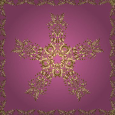 Barok tarzında kusursuz bir doğulu süsü. Tarafsız ve altın elementli pembe renklerde geleneksel klasik altın vektör deseni.