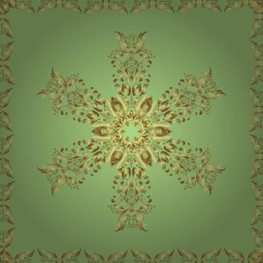 Vektör çizimi. Etnik renkli karalama dokusu. Mehndi tasarımı. Kıvrımlı karalama arka planı. Tarafsız, kahverengi ve sarı renklerde desenler. İzleme.