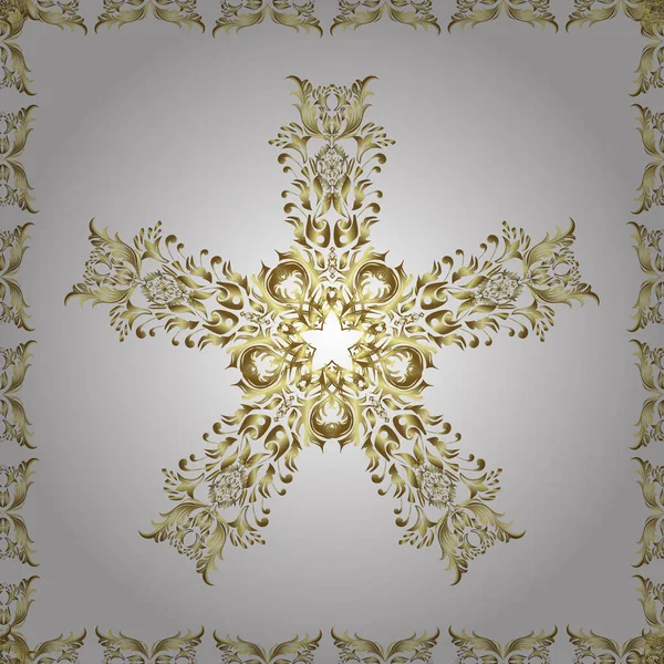 Золотий Візерунок Білих Нейтральних Кольорах Золотими Елементами Безшовний Золотий Візерунок — стоковий вектор