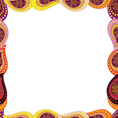 Karalamalar sarı, mor ve beyaz kenarlardan oluşur. Kusursuz desen. Elle çizilmiş çerçeve karalaması ile vektör arkaplan pürüzsüz desen.