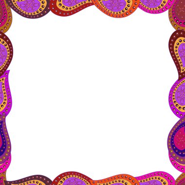 Menekşe rengi, kahverengi ve beyaz renkler. Çerçeve karalamalarını dörde katla. Vektör çizimi. Kusursuz desen.