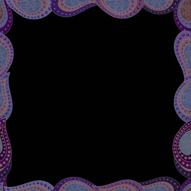 Vektör. El çizimi karalamalar. Kusursuz. Mor, siyah ve mavi renkte resim.