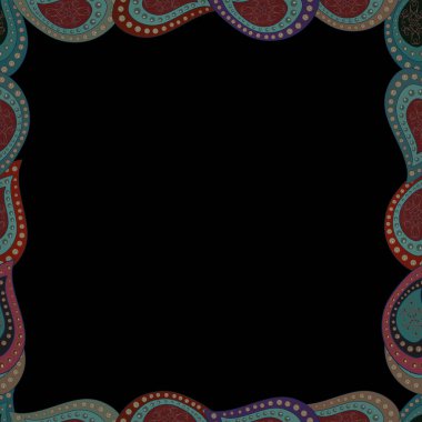 Vektör çizimi. Çizgi roman karalama çerçevesi siyah, kahverengi ve mavi kenarlardan oluşur. Kusursuz..