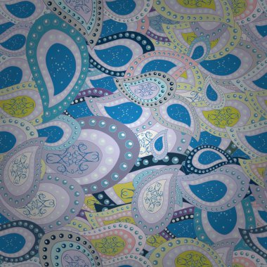 Gentle, doodles on gray, neutral and blue colors. Abstract seamless vector pattern with hand drawn floral elements.