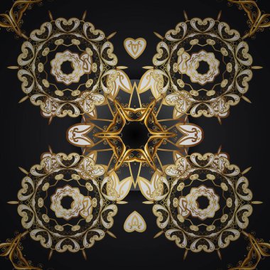 Kusursuz klasik bej, gri ve altın desenli vektör. Klasik klasik klasik arka plan. Geleneksel oryantasyon süsü.