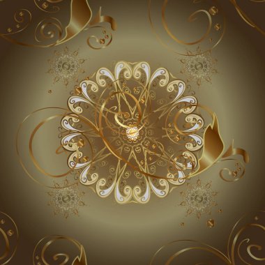 Kusursuz soyut bir arkaplan. Vektör çizimi. Oriental vektör klasik bej, kahverengi ve altın desenli.