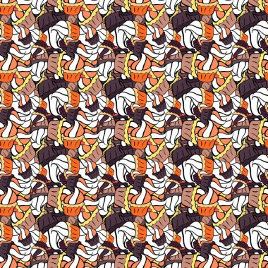 Kusursuz dekoratif arka plan. Karalamalar. Kartlar, davetiyeler, tarih kartları ve daha fazlası için kullanılabilir. Beyaz, mor ve siyah renklerde. Vektör illüstrasyonu.