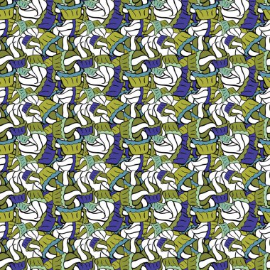 Vektör çizimi. Kartlar, davetiyeler, tarih kartları ve daha fazlası için kullanılabilir. Beyaz, yeşil ve siyah renklerde. Anti-stres için vektör soyut şablon sayfası.