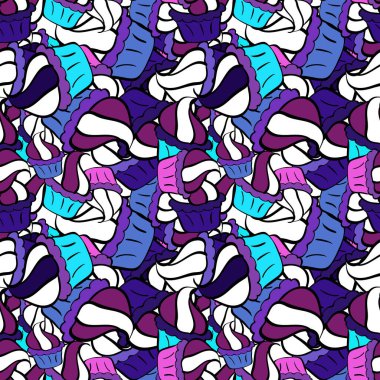 Vektör çizimi. Kusursuz desen. Siyah, beyaz ve mor renklerde. Suluboya resim.