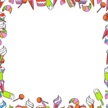 Elle çizilmiş çerçeve karalaması ile vektör arkaplan kusursuz desen. Kroşe çerçevesi siyah, beyaz ve yeşil sınırdan oluşur. Kusursuz..