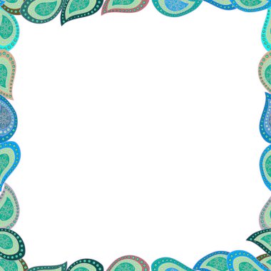 Çizgi roman çerçevesi yeşil, beyaz ve mavi kenarlardan oluşur. Kusursuz. Vektör illüstrasyonu.