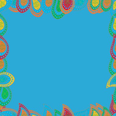 Karalamalar turuncu, yeşil ve mavi kenarlardan oluşur. Kusursuz desen. Elle çizilmiş çerçeve karalaması ile vektör arkaplan pürüzsüz desen.
