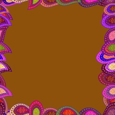 Çizgi roman karalama çerçevesi mavi, kahverengi ve kırmızı kenardan oluşur. Vektör çizimi. Kusursuz..