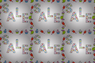 Mektup. Raster. Kusursuz desen. Siyah, yeşil ve beyaz renkli bir resim. Satış afişi şablonu tasarımı.