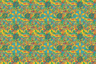 Çiçekleri, deniz kabukları, mandalaları ve suluboya efektleriyle donanma geçmişi. Kusursuz etnik tasarım. Yatak çarşafları, ceket, paket tasarımı, kumaş ve moda kavramları için tekstil baskısı.