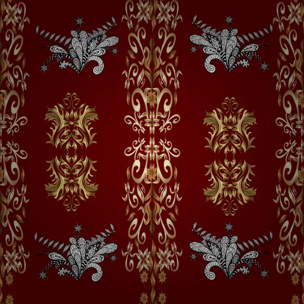 Vector Oosterse Ornament Gouden Patroon Bruine Beige Rode Kleuren Met — Stockvector