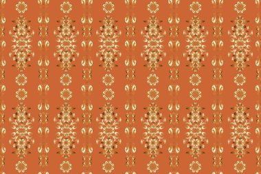 Bej, kahverengi ve turuncu renklerde altın tekrarlayan elementlerle soyut arkaplan. Kusursuz oryantal klasik altın desen.