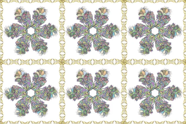 패턴의 배경이다 파랗고 하얗고 중성인 색깔의 래스터 삽화에 나오는 꽃무늬 — 스톡 사진