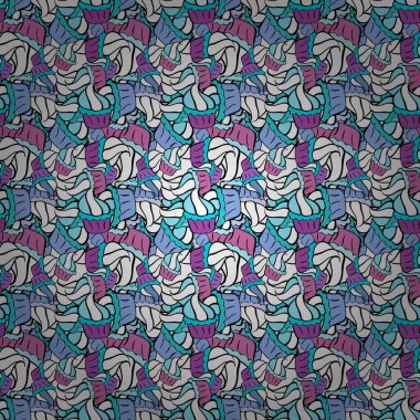 Karalamalar siyah, mavi ve beyaz renklerde. Kusursuz bir özgeçmiş. Kağıt Vektörü illüstrasyonu için soyut desen.