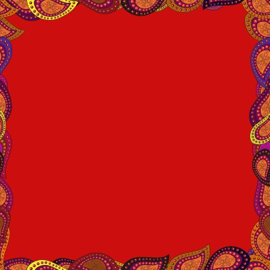 Kusursuz desen. Elle çizilmiş çerçeve karalaması ile vektör arkaplan kusursuz desen. Karalamalar kırmızı, turuncu ve mor kenarlıklardan oluşur.