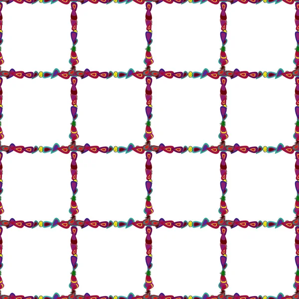 Nahtloses Muster Illustration Violetten Roten Und Weißen Farben Quadrat Rahmen — Stockvektor