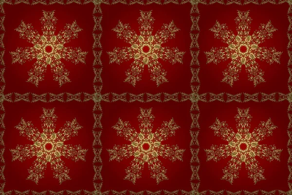 ラスターイラスト ボケ赤 中性と茶色と雪のフレークと装飾的なクリスマスの背景 — ストック写真