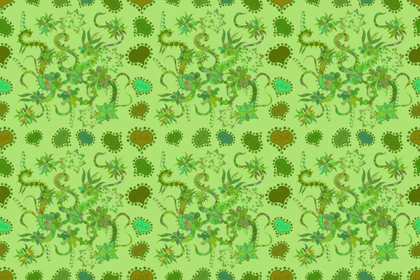 Doodles Hnědé Zelené Neutrální Barvy Abstraktní Vzor Pro Obal Papíru — Stock fotografie