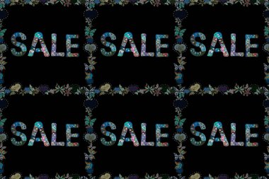 Satış afişi şablonu tasarımı. Kusursuz. Mektup. Siyah, mavi ve gri renkli resim.