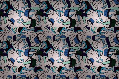 Pasta tatlısı, pürüzsüz desen. Raster. Mavi, nötr ve siyah renkte güzel bir doğum günü deseni. Yemek afişi tasarımı için.