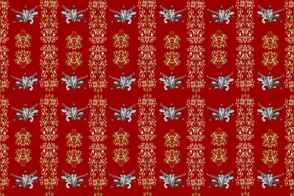 베이지 붉은색에 황금색 무늬가 바다없는 이슬람의 디자인 거무스름 인쇄물 — 스톡 사진