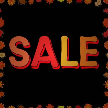 Vektör çizimi. Kırmızı, siyah ve turuncu renkli bir resim. Kırmızı, siyah ve turuncu arkaplan üzerine özel indirimli kağıt etiketi, afiş, poster ya da Flyer tasarımı, Yaratıcı. Kusursuz..